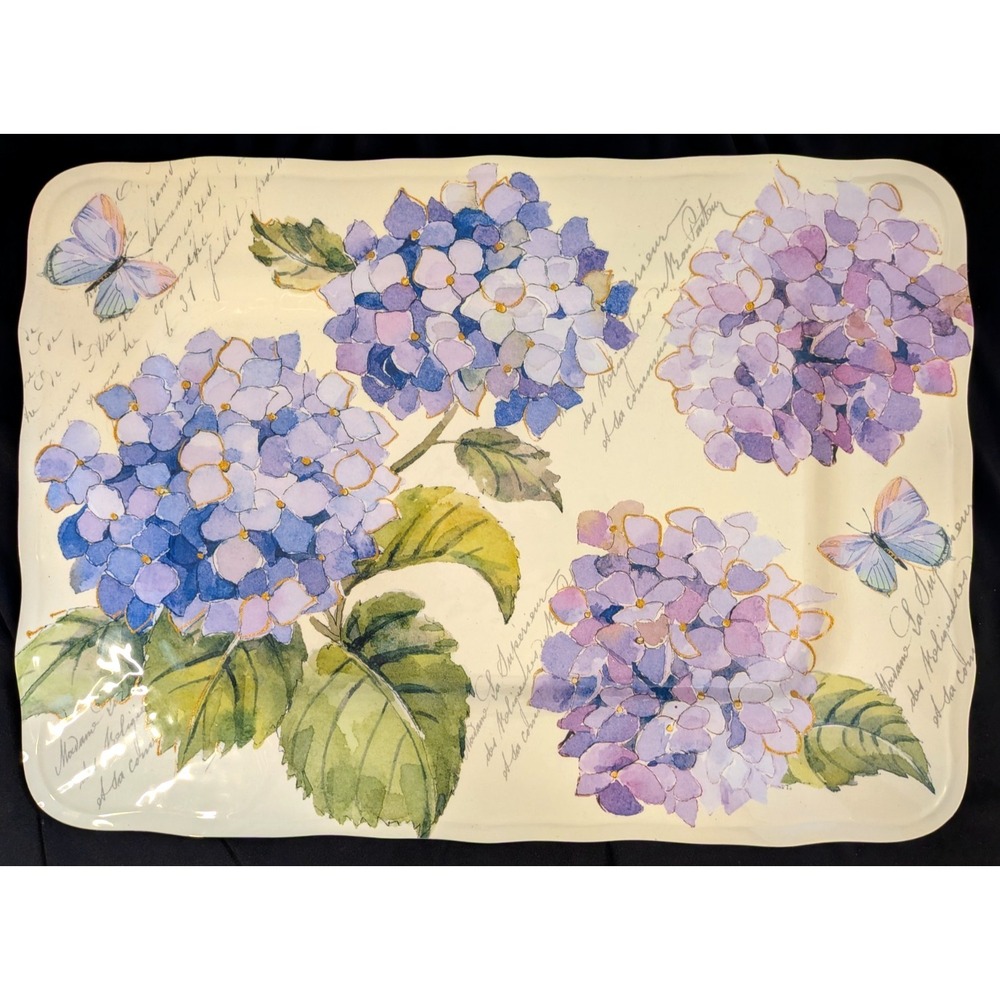 Multicolor‎ Hydrangeas Melamine Serving Tray Platter 17x12 approx